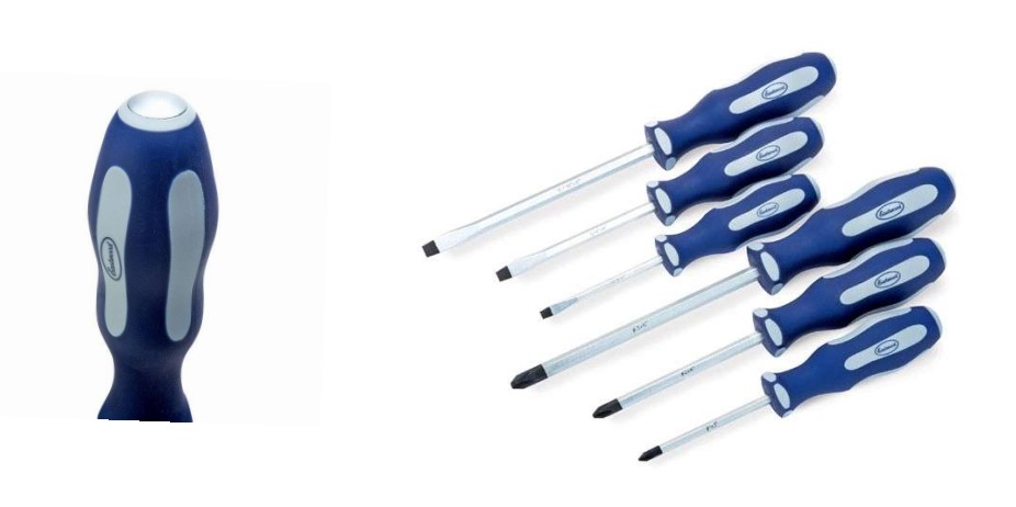 13577 Eastwood 6pc Go-Thru Screwdriver Set (3 slotted and 3 phillips drivers)